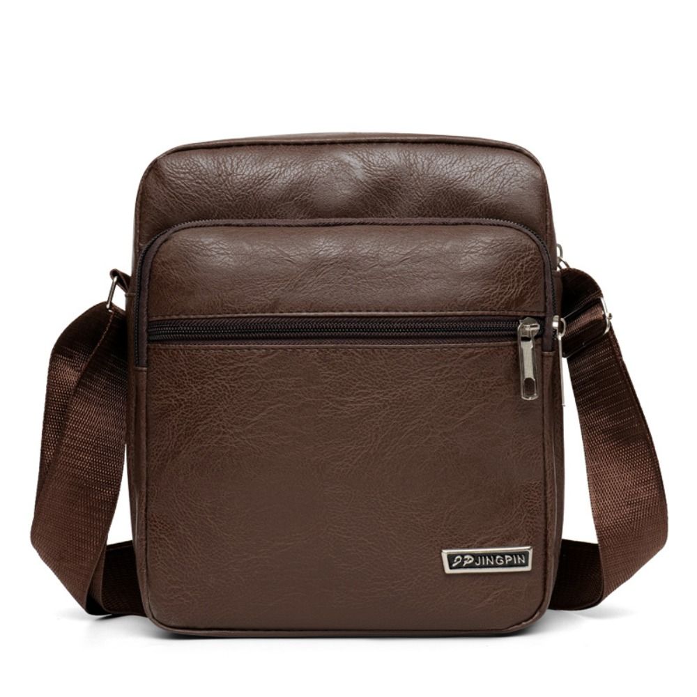 Leather Work Backpack - กระเป๋าสะพายข้างผู้ชายหนัง PU อเนกประสงค์กันน้ำความจุขนาดใหญ่กระเป๋าสะพายข้างสีดำสีน้ำตาลกระเป๋าเป้สะพายหลังเดี่ยวผู้ชายผู้หญิง