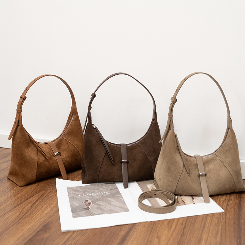 Leather Work Handbags For Women - กระเป๋าถือหนังกลับสำหรับสุภาพสตรี สไตล์ดีไซเนอร์ กระเป๋าสะพายข้างที่ทันสมัยและสง่างาม หนังวัวคุณภาพสูง เหมาะสำหรับการเดินทางไปทำงาน