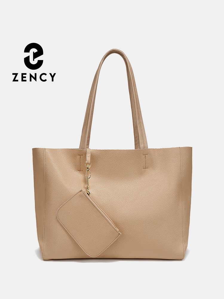 Leather Work Handbags For Women - กระเป๋าถือขนาดใหญ่หนังแท้ Zency กระเป๋าชายหาดสุดหรูสำหรับผู้หญิง พร้อมซิปสำหรับใส่เอกสาร A4 กระเป๋าทำงาน