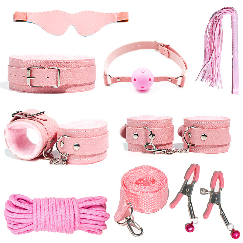 Leatherwork Kit - 6-10 ชิ้น/เซ็ตทางเพศBondage Handcuffแส้ผู้ใหญ่คู่ของเล่นชุดเครื่องมือเพศเร้าอารมณ์ของเล่นสําหรับหญิงคู่หนังBDSMชุด