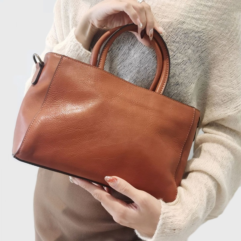 Leather Work Handbags For Women - กระเป๋ามีที่จับกระเป๋าหนังวัวธรรมชาติสำหรับผู้หญิงกระเป๋าพาดลำตัวสะพายไหล่ของผู้หญิงหนังสีแทนผักกระเป๋าถือสำหรับไปทำงาน