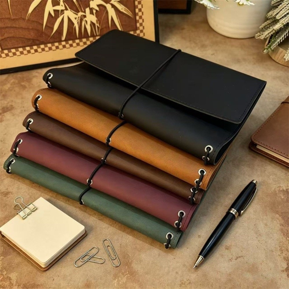 Leather Work Notebook - สมุดโน้ต A5 พร้อมซองใส่เอกสารแบบแยกชิ้น ปกสมุดโน้ตขนาดกะทัดรัด ปกสมุดบันทึกหนัง Crazy