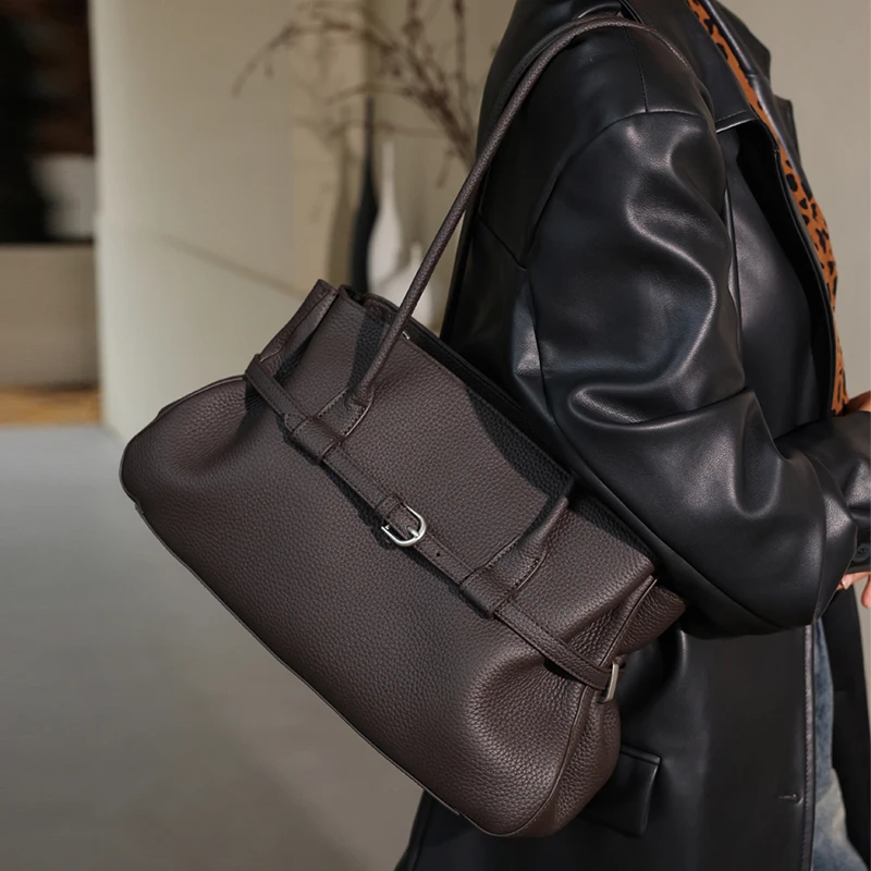 Leather Work Handbags For Women - กระเป๋าโท้ทสะพายไหล่หนังแท้สำหรับผู้หญิง รุ่นปี 2026 กระเป๋าถือใช้ในชีวิตประจำวัน ความจุขนาดใหญ่ สำหรับช้อปปิ้ง