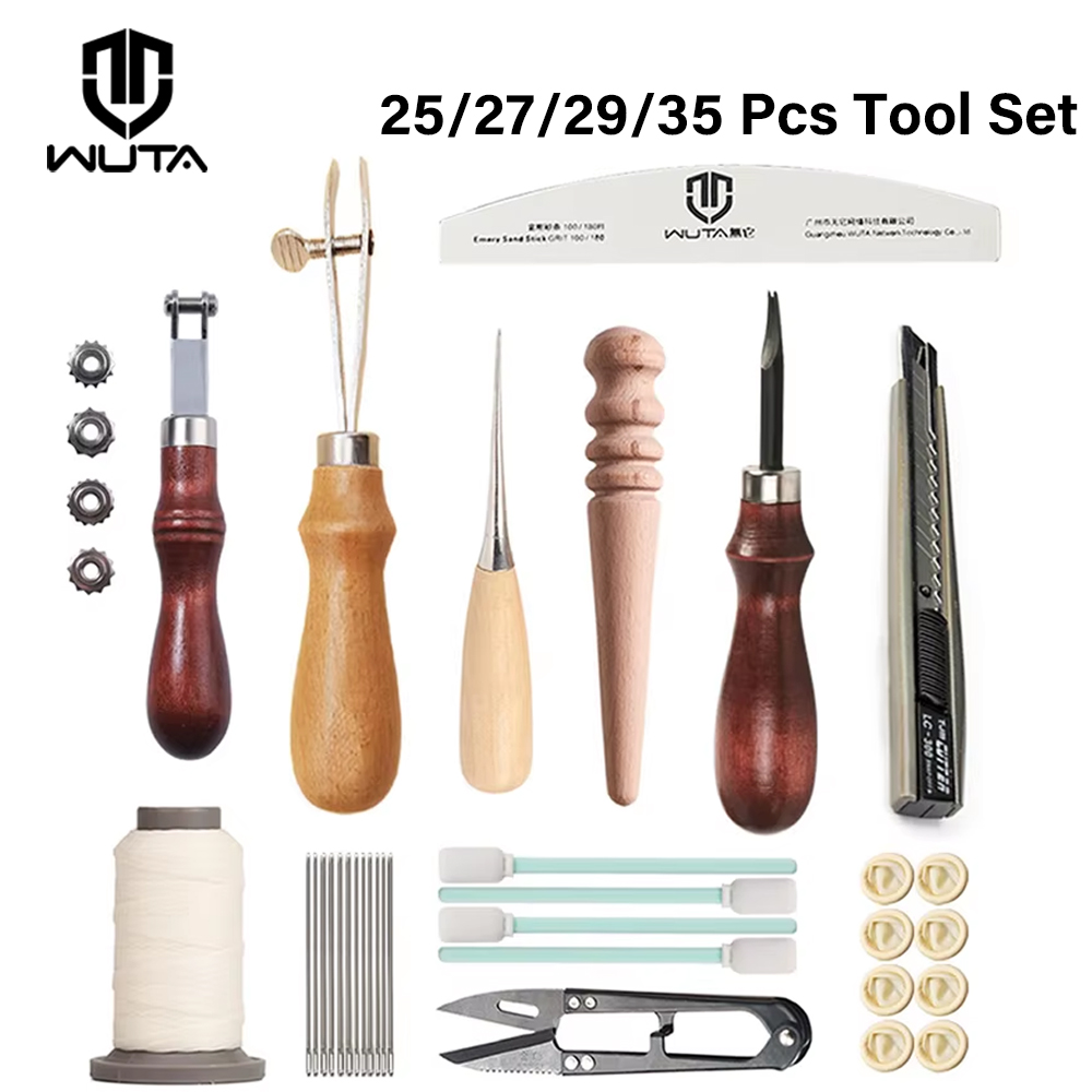 Leatherwork Punch - WUTA Professional หนังหัตถกรรมชุดเครื่องมือเย็บ Punch ทำงานชุดพื้นฐานสำหรับ DIY