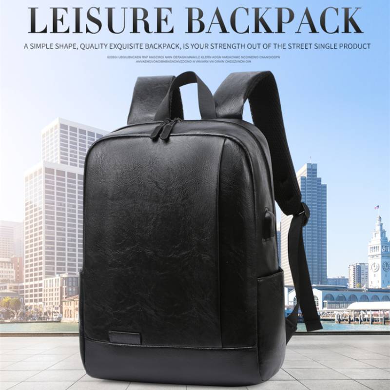 Leather Work Backpack - ผู้ชายแฟชั่นกระเป๋าเป้สะพายหลัง PU หนัง Satchel กระเป๋าเอกสาร Casual