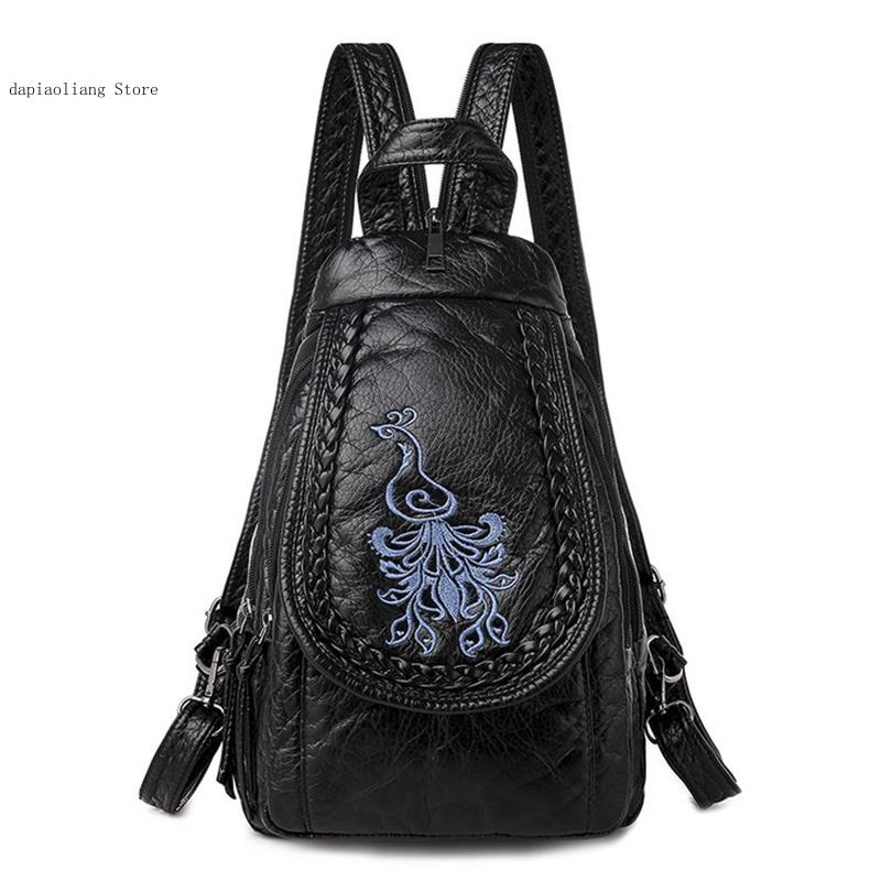Leather Work Backpack - ผู้หญิงหน้าอกเล็กๆกระเป๋าแฟชั่นกระเป๋า Casual กระเป๋าไหล่กระเป๋าผู้หญิงคุณภาพสูง Pu หนังกระเป๋าเป้สะพายหลัง