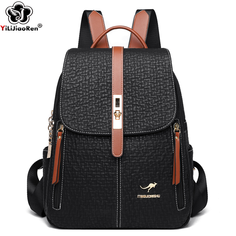 แฟชั่นกระเป๋าเป้สะพายหลังหญิงค - Leather Work Backpack บทวิจารณ์และราคา