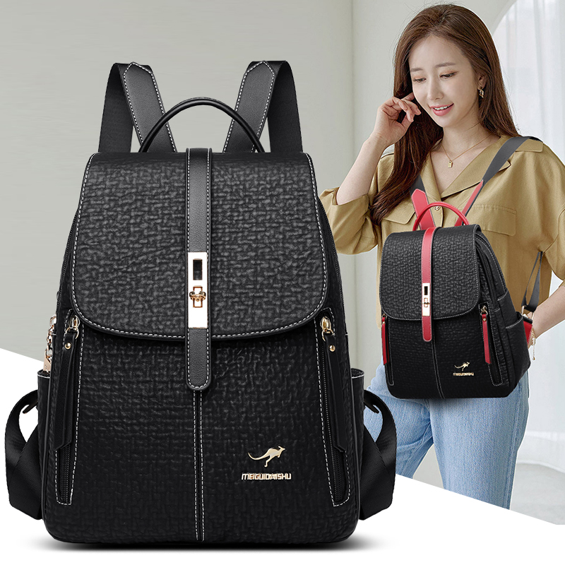 แฟชั่นกระเป๋าเป้สะพายหลังหญิงค - Leather Work Backpack บทวิจารณ์และราคา