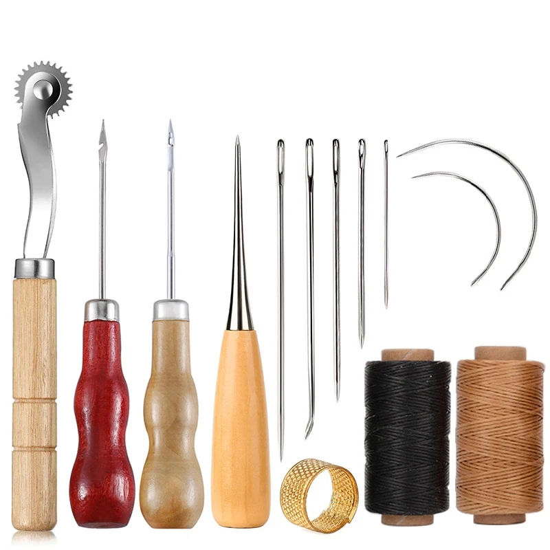 14PCS หนังหัตถกรรมชุดเย็บผ้าด้ - Leatherwork Kit บทวิจารณ์และราคา