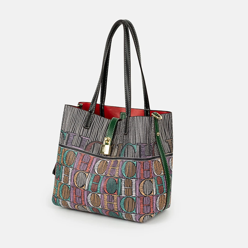 กระเป๋าถือพิมพ์ลาย CH Art สีพื - Leather Work Handbags For Women บทวิจารณ์และราคา