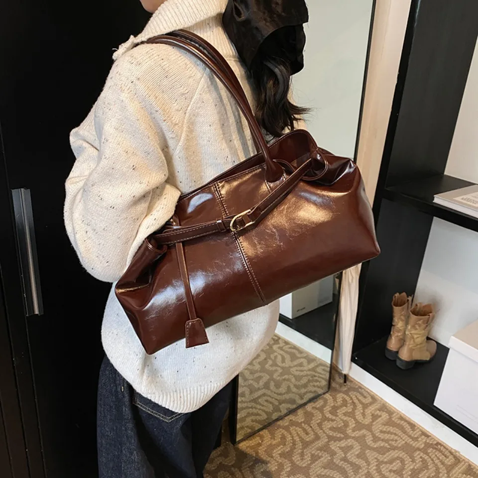 กระเป๋าถือหนัง PU แบบโฮโบสำหรั - Leather Work Handbags For Women บทวิจารณ์และราคา
