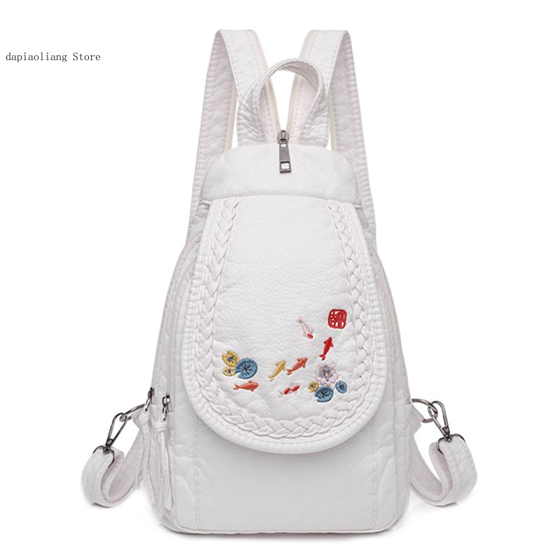 ผู้หญิงหน้าอกเล็กๆกระเป๋าแฟชั่ - Leather Work Backpack บทวิจารณ์และราคา