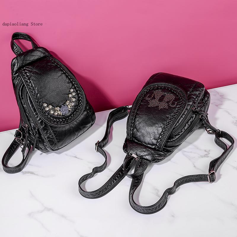 ผู้หญิงหน้าอกเล็กๆกระเป๋าแฟชั่ - Leather Work Backpack บทวิจารณ์และราคา