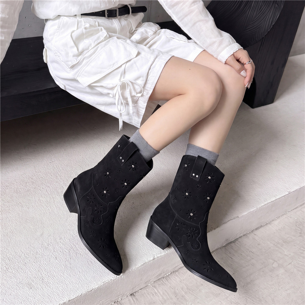 รองเท้าบูทคาวบอยสไตล์ตะวันตกสำ - Leather Work Outfit บทวิจารณ์และราคา